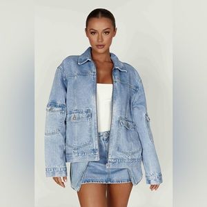 Oversized Denim Jacket - Mid Blue